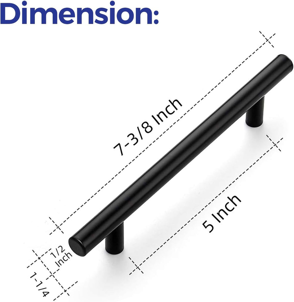 Ravinte Matte Black 7.38" Length Cabinet Handles 5" Hole Center 32 Pack