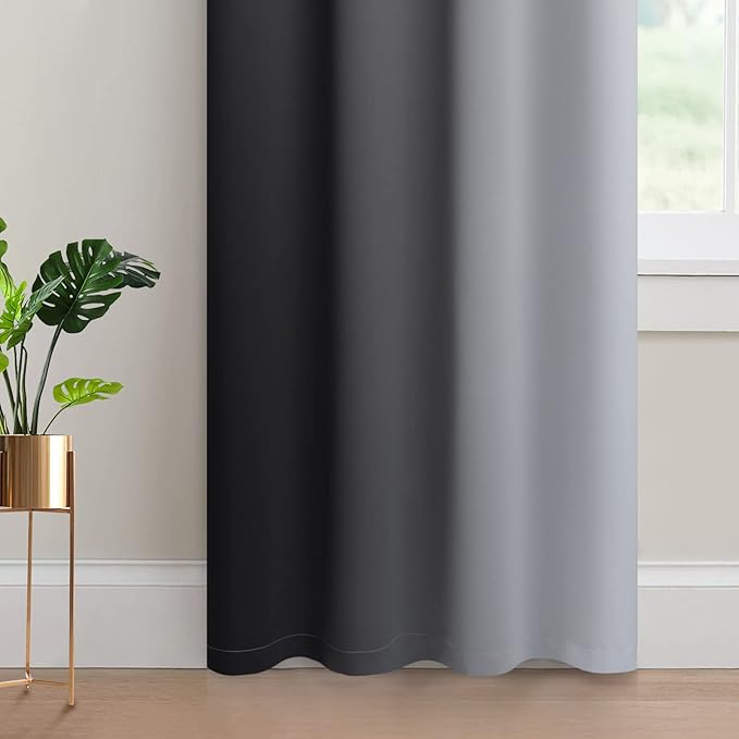 Yakamok Light Blocking Grommet Ombre Curtains, Symmetrical Gradient Color - Image 4
