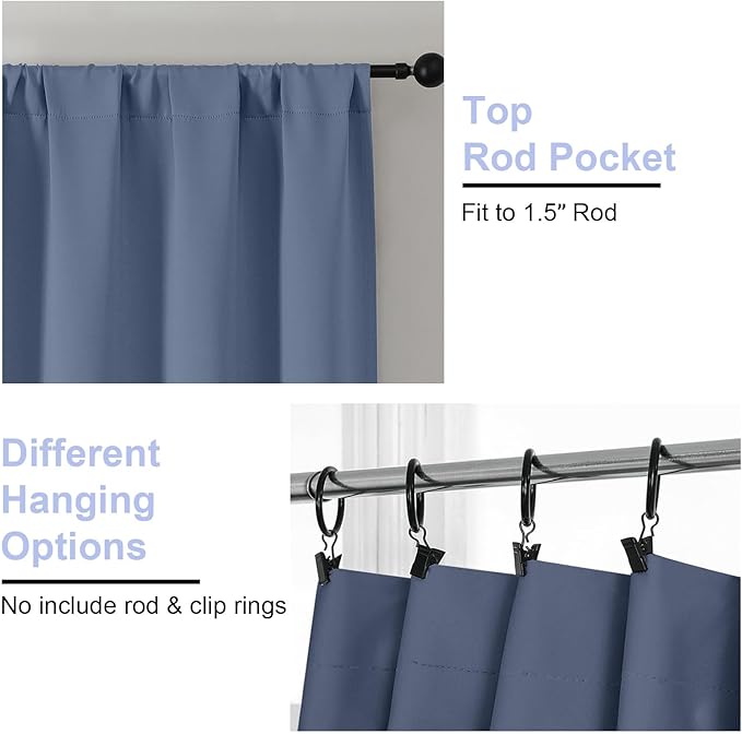 Simplebrand Ava Denim Blue Blackout Curtains - Image 4