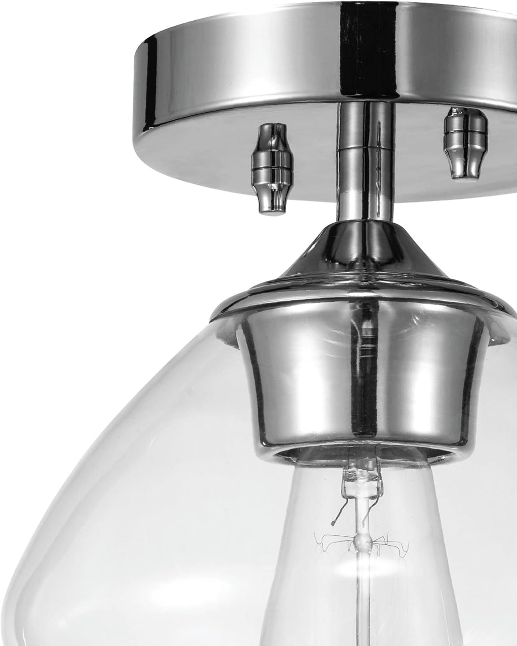 Globe Electric Harrow 1-Light Semi-Flush Mount Ceiling Light, Chrome, Clear Glass Shade