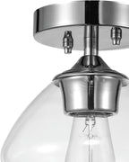 Globe Electric Harrow 1-Light Semi-Flush Mount Ceiling Light, Chrome, Clear Glass Shade