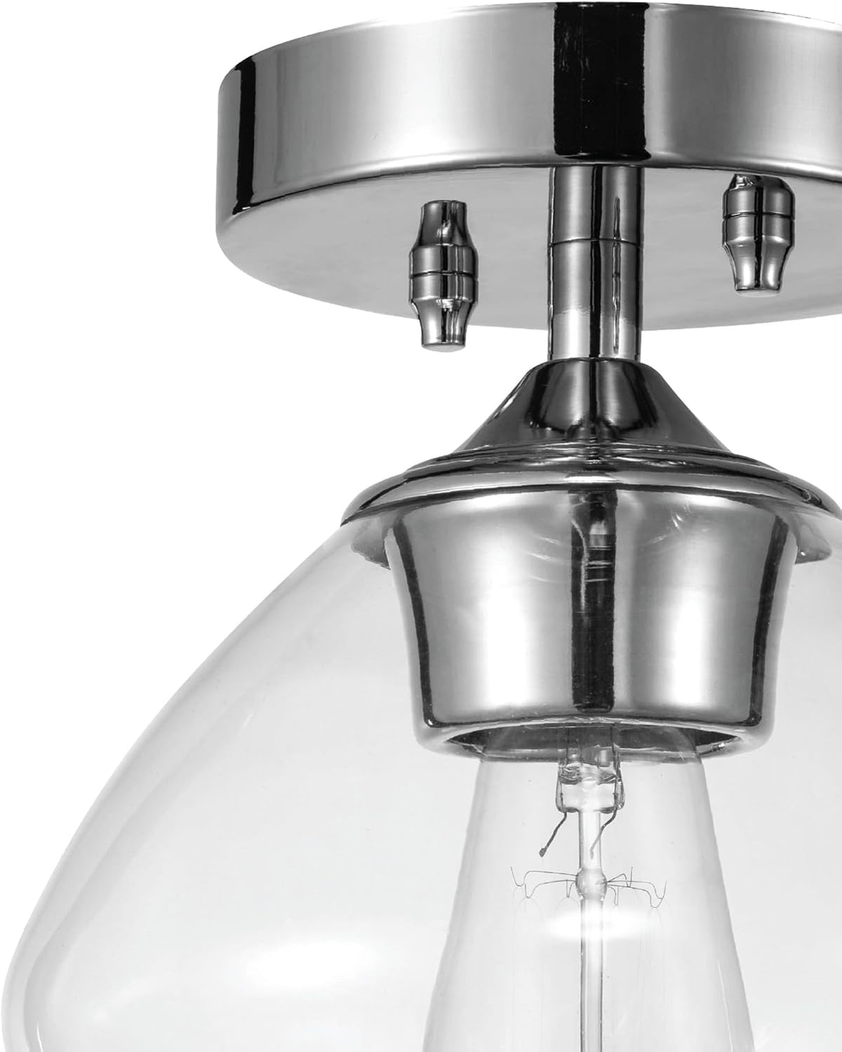 Globe Electric Harrow 1-Light Semi-Flush Mount Ceiling Light, Chrome, Clear Glass Shade