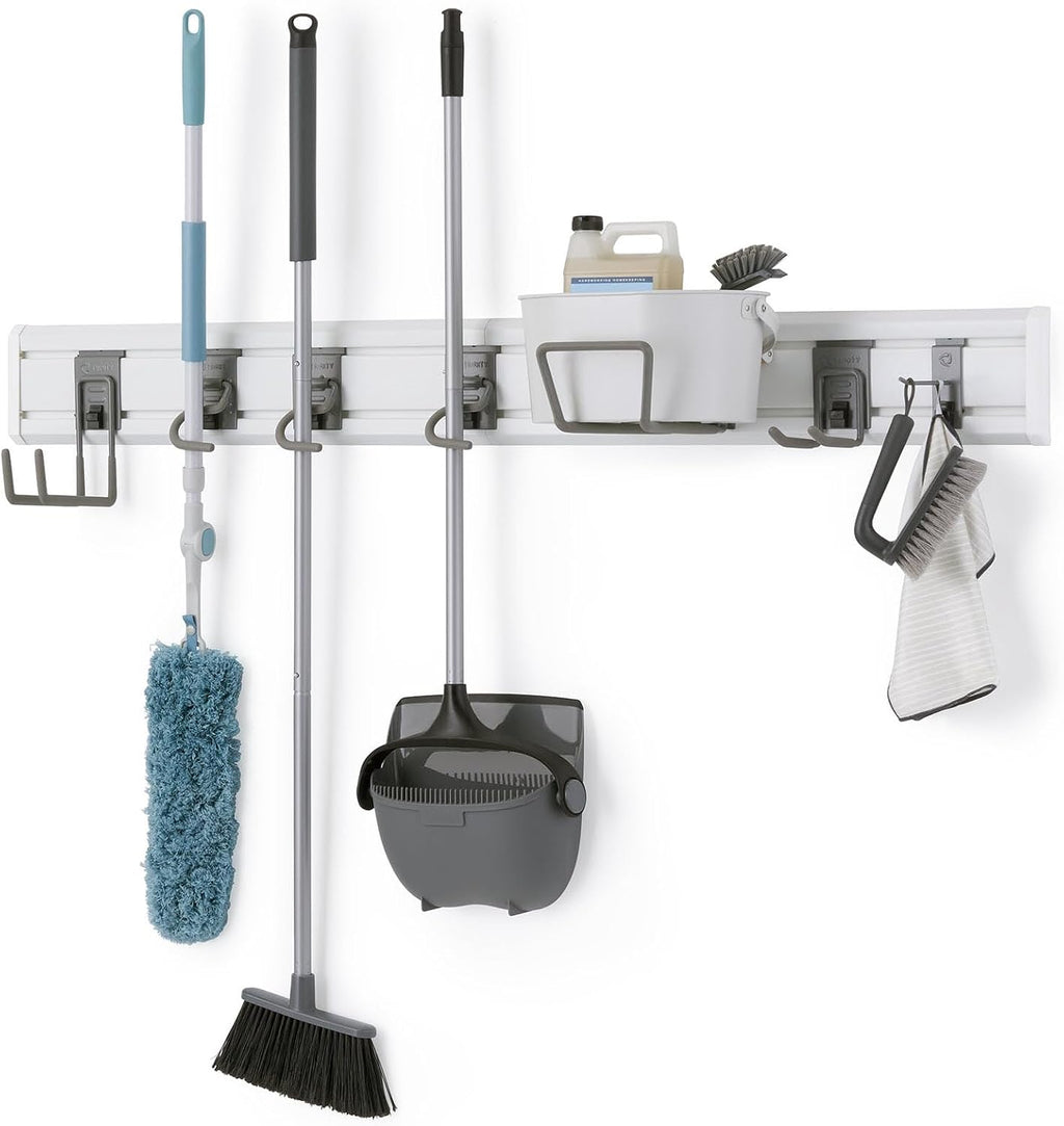 TRINITY 9Pc Heavy Duty Wall Track Storage Kit, 2 PVC 28" Panels, 7 Hooks