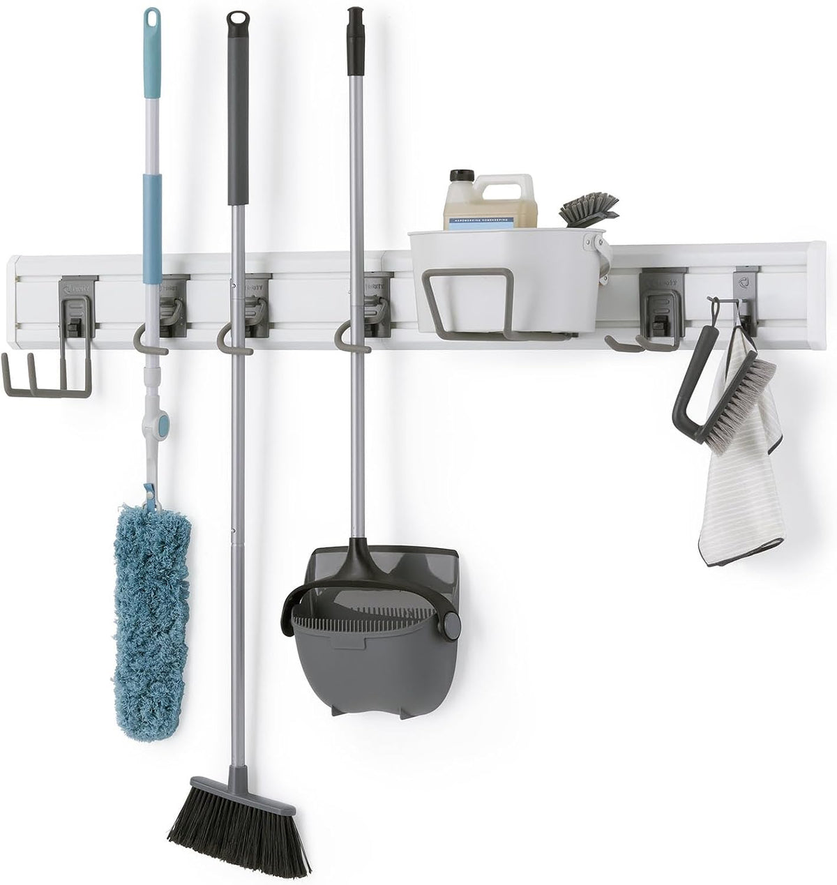 TRINITY 9Pc Heavy Duty Wall Track Storage Kit, 2 PVC 28" Panels, 7 Hooks