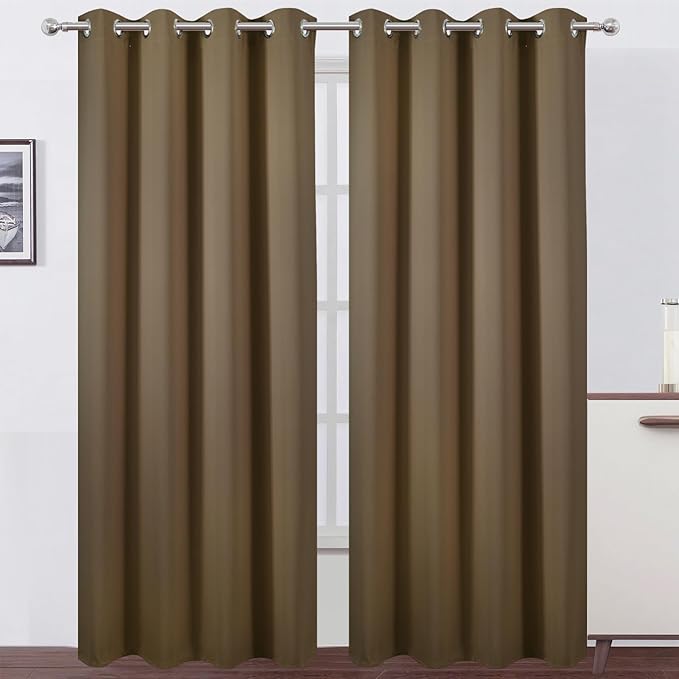 LEMOMO Blackout Curtains 66 x 84 inch/Brown Curtains Set of 2 Panels/Thermal by Lemomo
