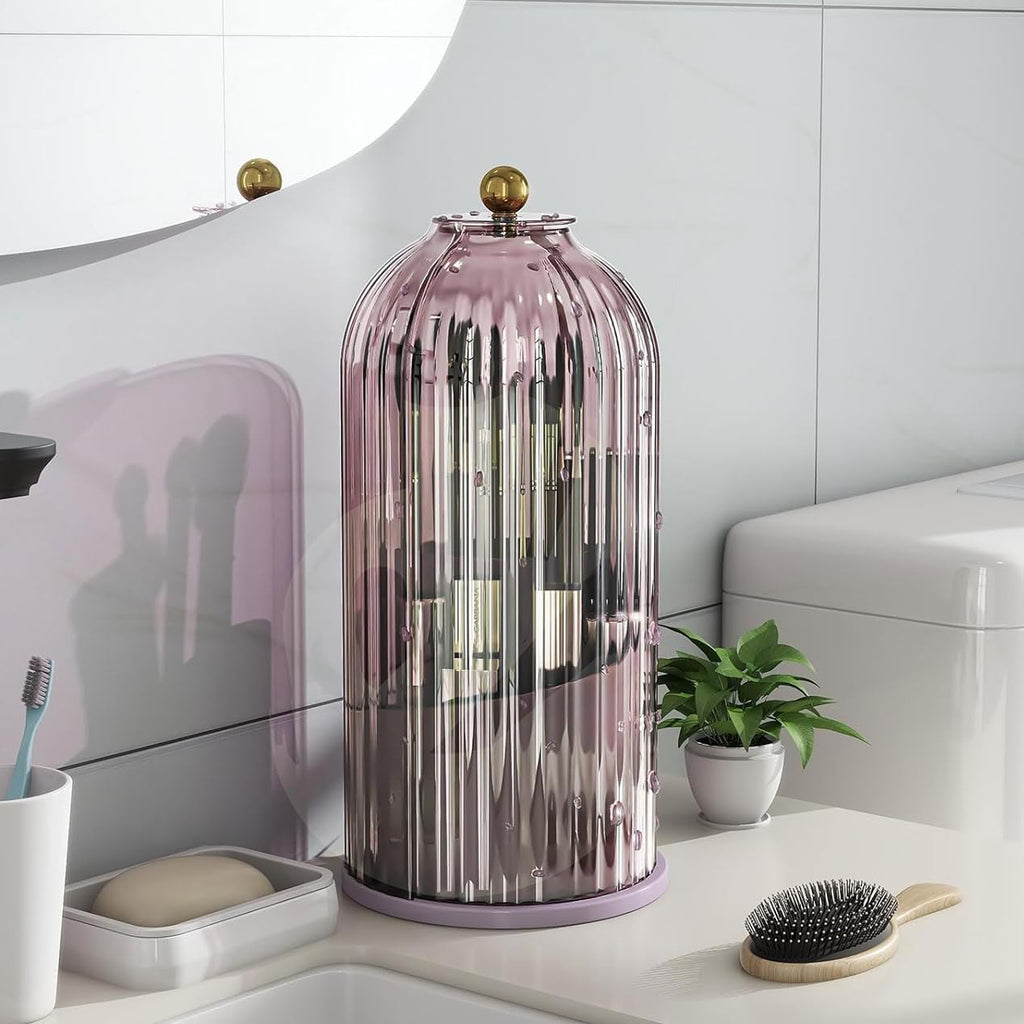 Waterproof Toothbrush Holder with 180° Rotating Cover, All Pink