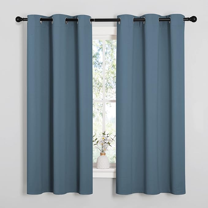 NICETOWN Smoky Blue Blackout Curtains 68 inches Length by NICETOWN