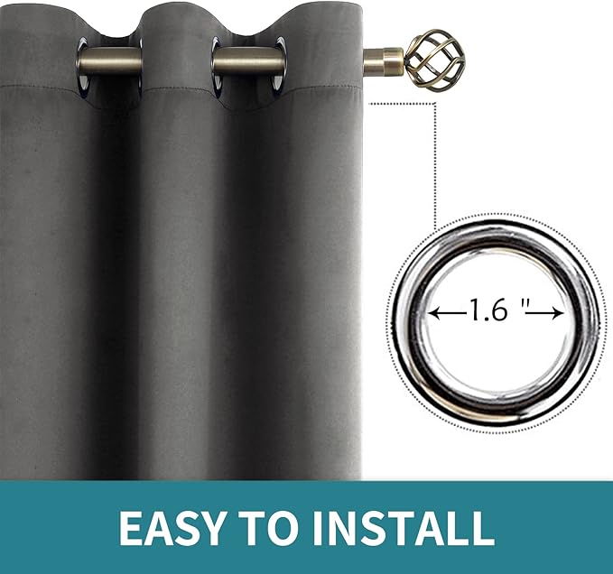 BGment Dark Grey Short Blackout Curtains - Image 5
