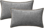 MIULEE Pack of 2 Couch Throw Pillow Covers 12x20 Inch Dark Gray Farmhouse - Image 6