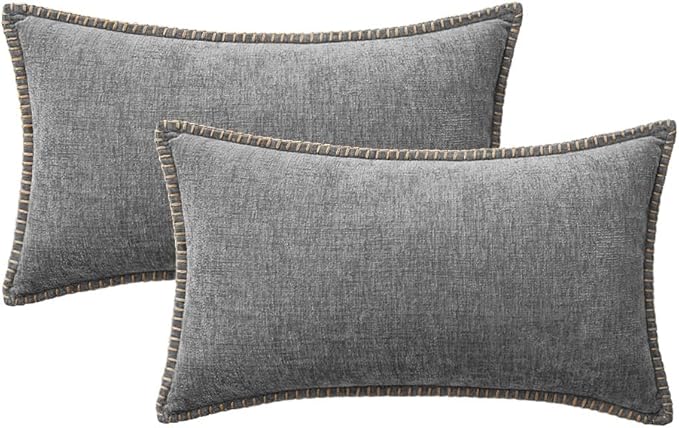 MIULEE Pack of 2 Couch Throw Pillow Covers 12x20 Inch Dark Gray Farmhouse - Image 6
