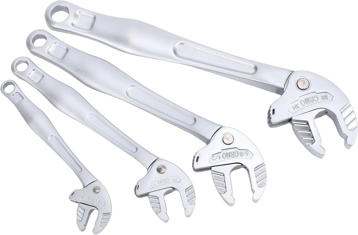 Self Adjusting Wrench, Self Locking Adjustable Wrench Set with Crab Shaped Ratchet Mechanism for Pipe Maintenance Vehicle Repair Home Workshop