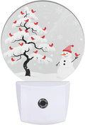 Snowman Night Light, Winter Christmas Tree Cardinal Bird Plug in Nightlight