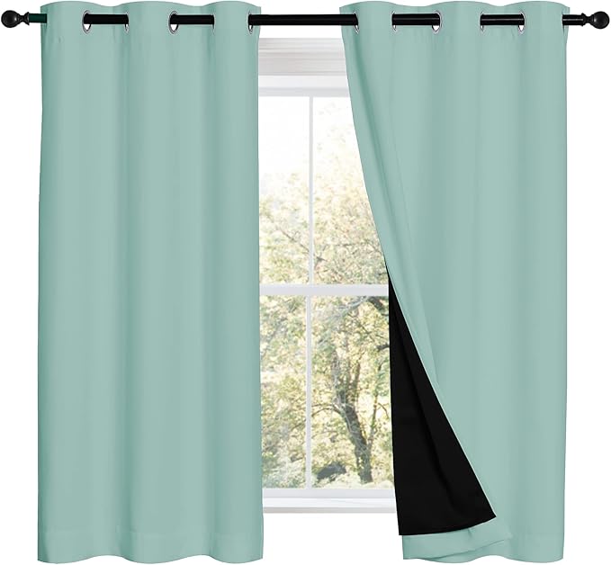 NICETOWN 100% Blackout Curtains 54 inches Long, Double-Deck Completely Blackout - Image 2
