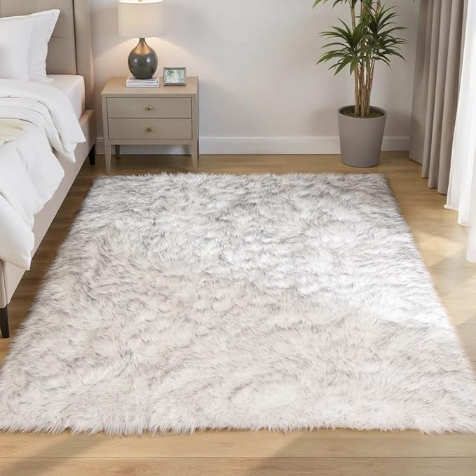 Goolela Sheepskin Area Rug 5x8 Fluffy Fuzzy Furry Rug - Image 2