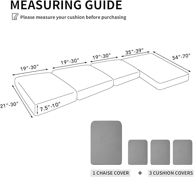 Easy-Going Stretch 4 Pieces Couch Cushion Covers - Image 2