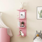 LitaEther Versatile 4 Tier Wall Shelf Unit,Pink Lack Wall Shelf,Display Floating Shelf with LED Remote Control Light