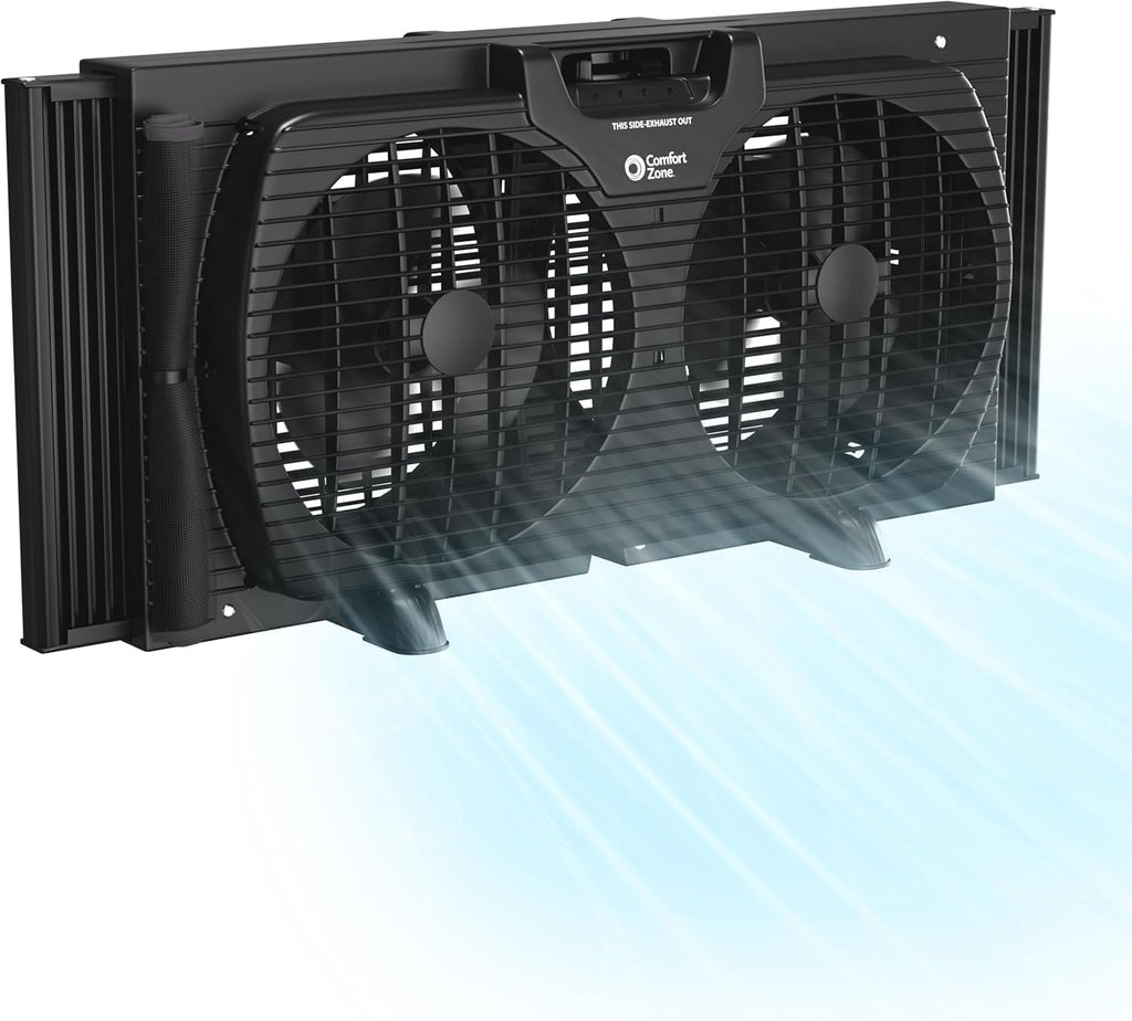 COMFORT ZONE 9" Smart Reversible Twin Window Fan with WiFi & Remote