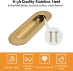 MOROBOR 2Pcs Brushed Gold Stainless Steel Side Hole Flush Pull, Oval Embedded Sliding Door Handle Recessed Finger Pulls with Hidden Screws for Drawer Cupboard Wardrobe
