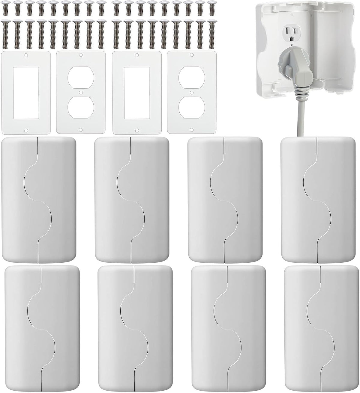 Tellegloww Safety Outlet Cover Box, 8 Pack