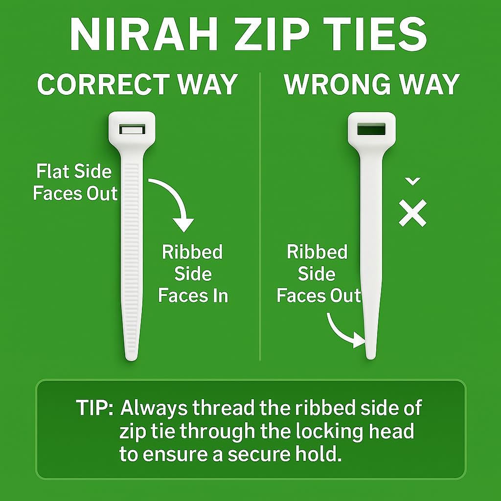 Small Zip Ties 4 inch Clear, 18lb Strength, 1000 pack UV-Resistant, Self-locking PA 66 Nylon Small Cable Ties for Home, Office, Garden, Cable Management by Nirah