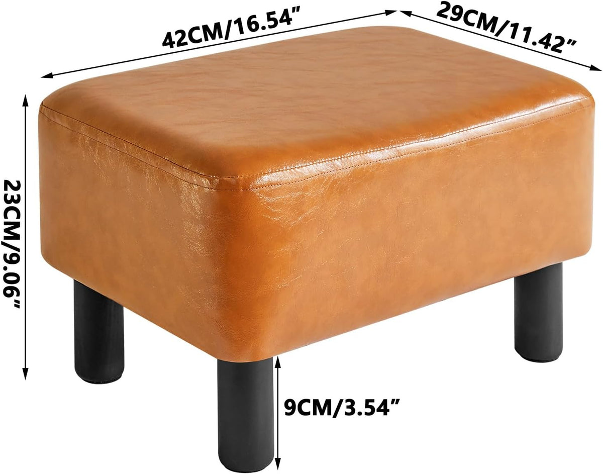 IBUYKE Small Footstool Ottoman, PU Faux Leather Footrest, Orange RF-BD217