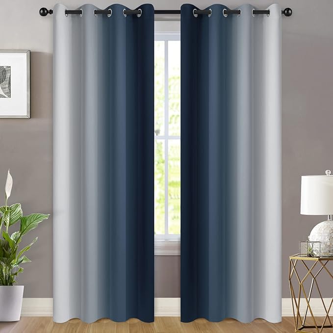 Yakamok Room Darkening Ombre Curtains 96 Inch Length, Light Blocking Grommet - Image 2
