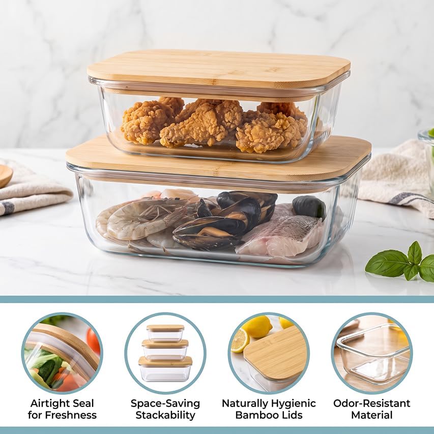 4 PCS Glass Food Storage Containers