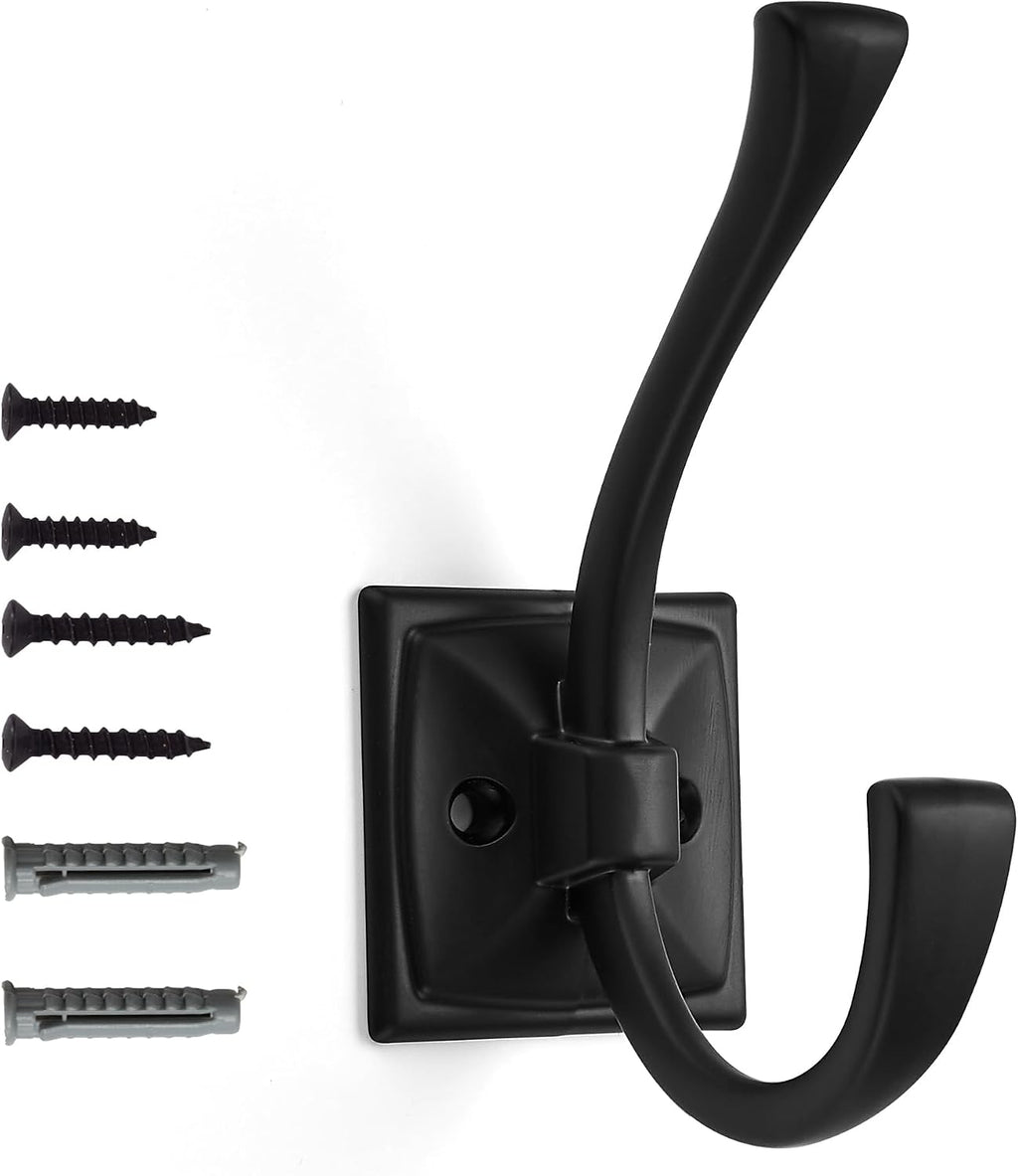 khtumeware Wall Hooks,10 Pack Coat Hooks Hardware Towel Hooks for Hanging Coats Black Robe Hooks Wall Mounted with Screws for Key, Towel, Bags, Cup.