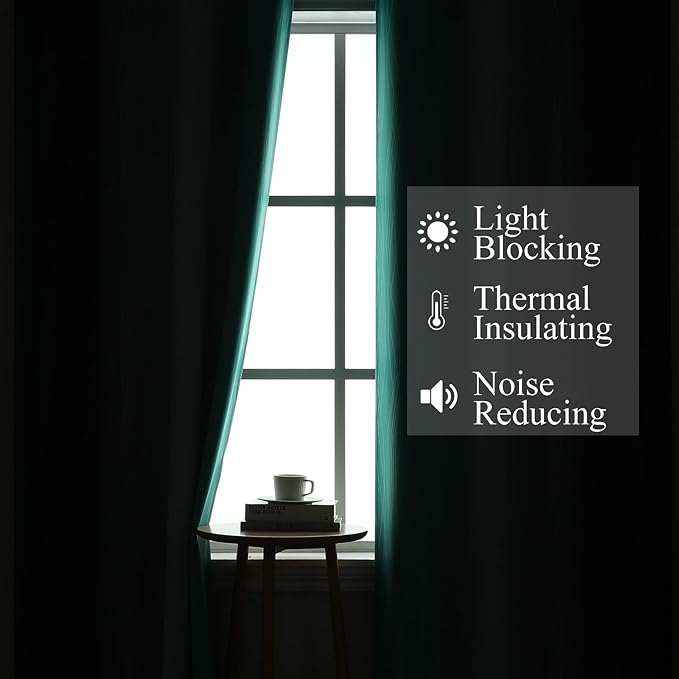 Estelar Textiler Navy Blue and Teal Ombre Blackout Curtains - Image 3