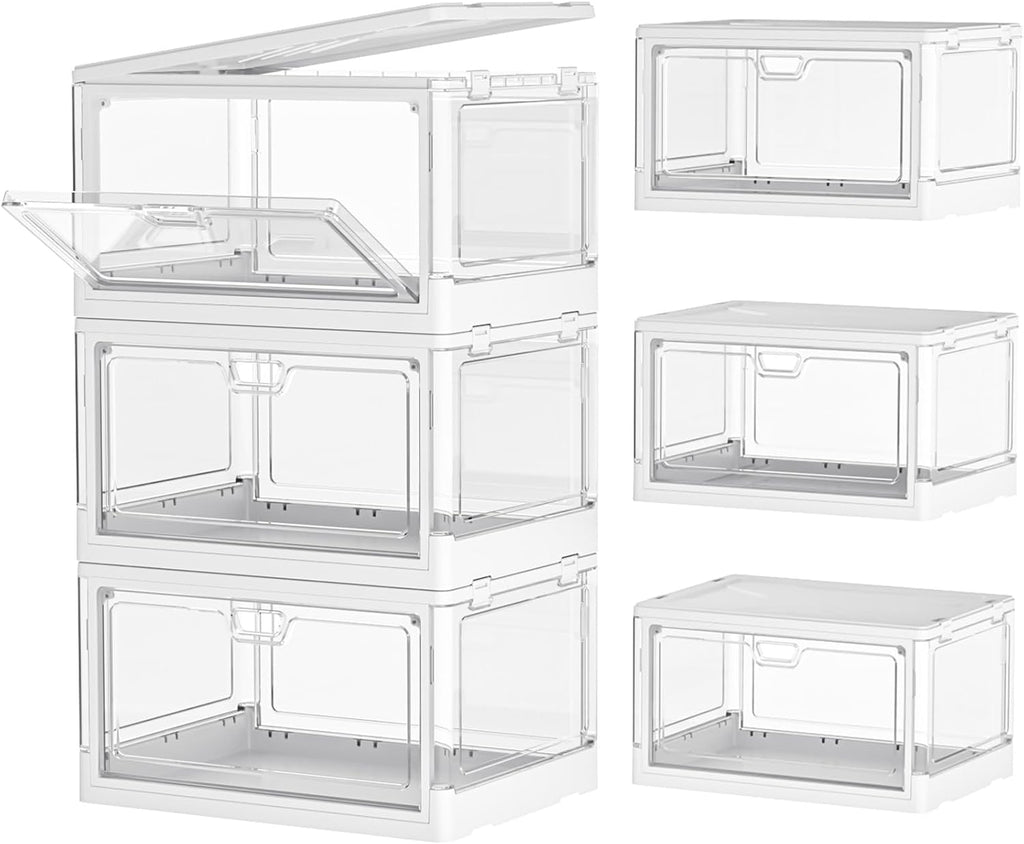 Kmiectse Clear Storage Bins with Lids - 4 Tier 23qt Plastic Stackable Bins