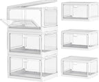Kmiectse Clear Storage Bins with Lids - 4 Tier 23qt Plastic Stackable Bins