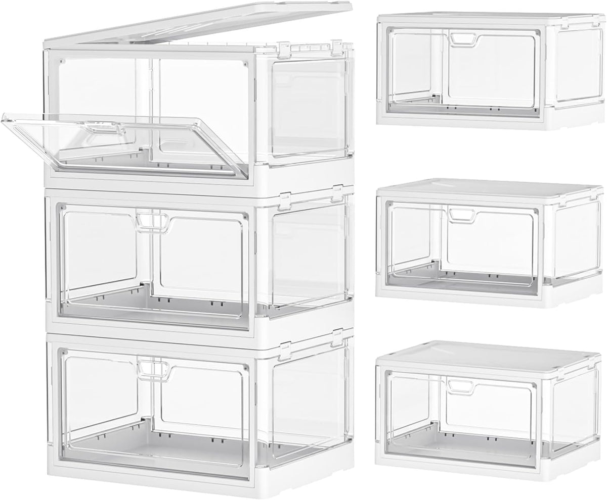 Kmiectse Clear Storage Bins with Lids - 4 Tier 23qt Plastic Stackable Bins
