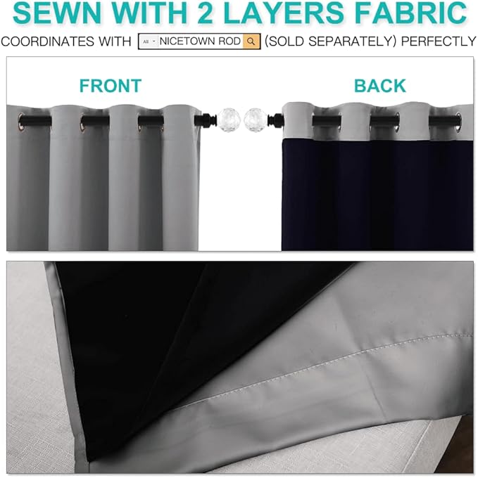 NICETOWN Total Shade Curtains and Draperies, Heavy-Duty Full Light Shading - Image 5
