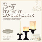 TeaLight Candle Holder Marble Pillar Hurricane Table Centerpiece Home Decor