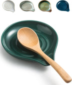 LAUCHUH Spoon Rest for Stove Top, Ceramic Spoon Holder for Kitchen Counter