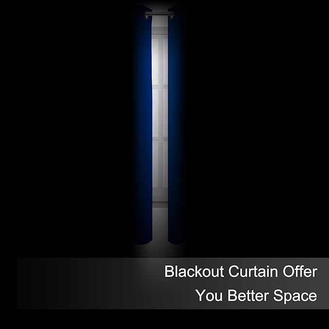 LEMOMO Royal Blue Thermal Blackout Curtains/52 x 54 Inch/Set of 2 Panels Room - Image 3