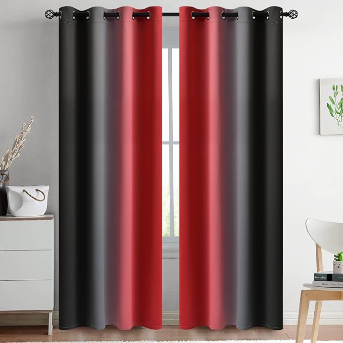 Yakamok Blackout Ombre Red and Black Curtains by Yakamok