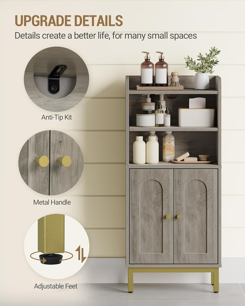 Hzuaneri Bathroom Storage Cabinet, Small Floor Cabinet with 2 Door