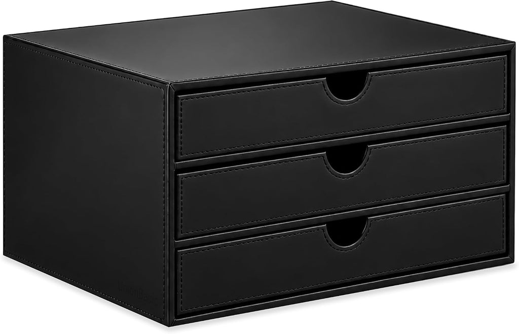 Document Organizer, 3-Drawer File Cabinet Document Storage Box, Office Desktop Filing Organizer, Black