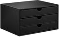 Document Organizer, 3-Drawer File Cabinet Document Storage Box, Office Desktop Filing Organizer, Black