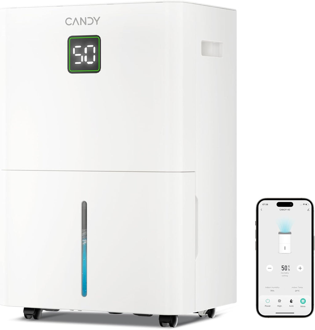 Candy 2000 Sq.Ft Dehumidifiers for Home, 34 Pints Portable Dehumidifier With Continuous/Auto Mode,0.66 Gal Tank, for Bedroom,Bathroom,Basement, Smart Control with Drian Hose Included