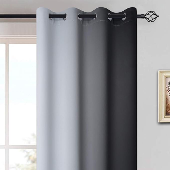 Yakamok Light Blocking Grommet Ombre Curtains, Symmetrical Gradient Color - Image 3
