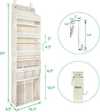 Door Hanging Storage Organizer,with 3 Bins 1 Movable Baby Diaper Caddy,1 Large capacity diaper stacking storage Organizer,10 Side Pockets ,Bedroom Door Storage for Nursery Baby Essentials. (Beige)
