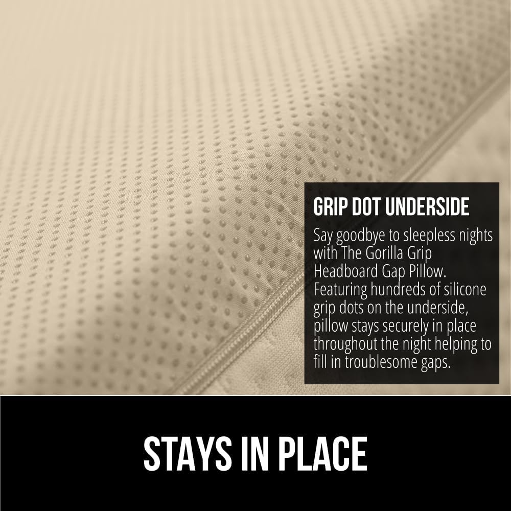 GORILLA GRIP Patented Bed Wedge Pillow for Headboard Gap, Twin/XL, Cream