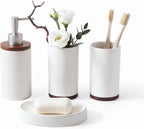 LarqeeWare Ceramic Bathroom Accessories Set 4 Pcs, Matte Bathroom Sink Set