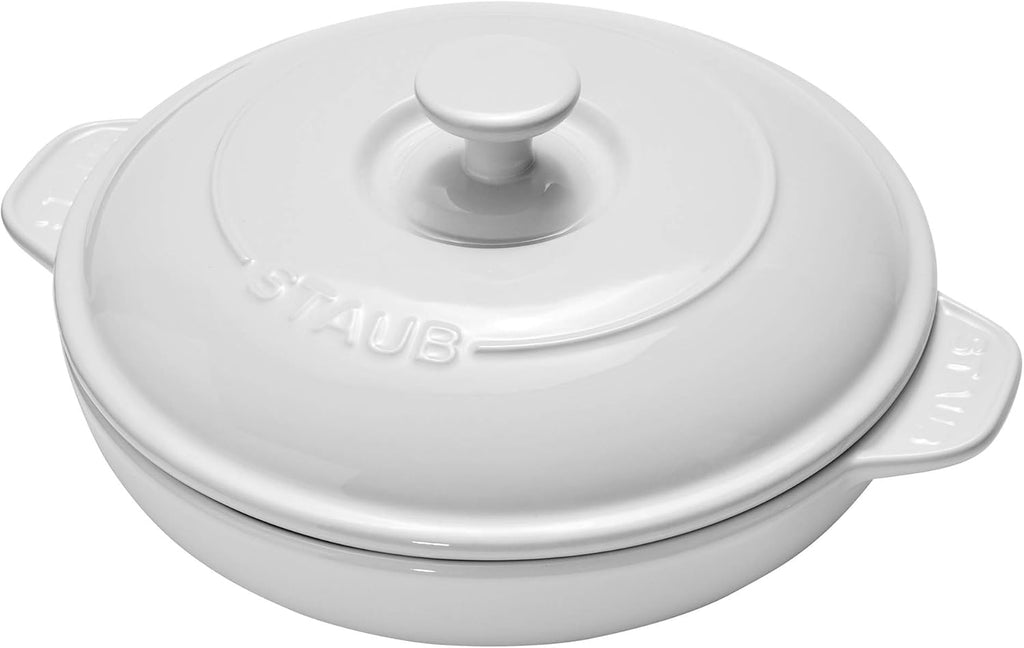 STAUB Ceramic 8-inch Round Covered Brie Baker - White