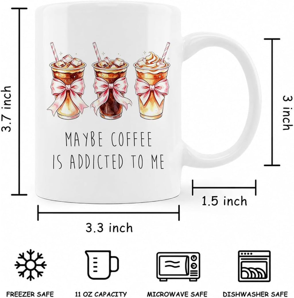 OFlich Coquette Pink Bow Coffee Mug Ceramic 11 oz