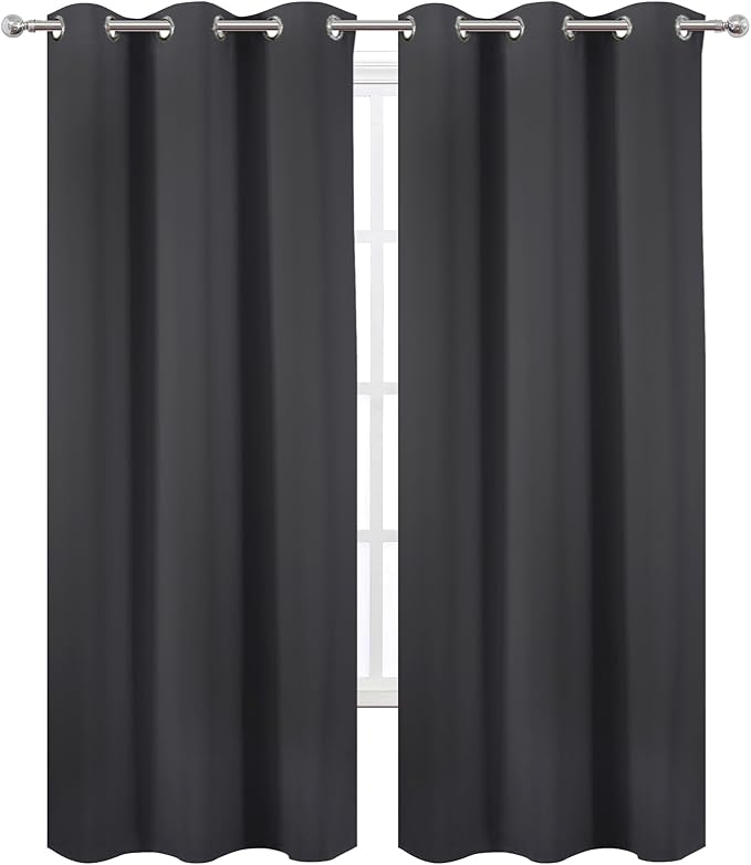 LEMOMO Dark Grey Thermal Blackout Curtains/38 x 84 Inch/Set of 2 Panels Room - Image 2