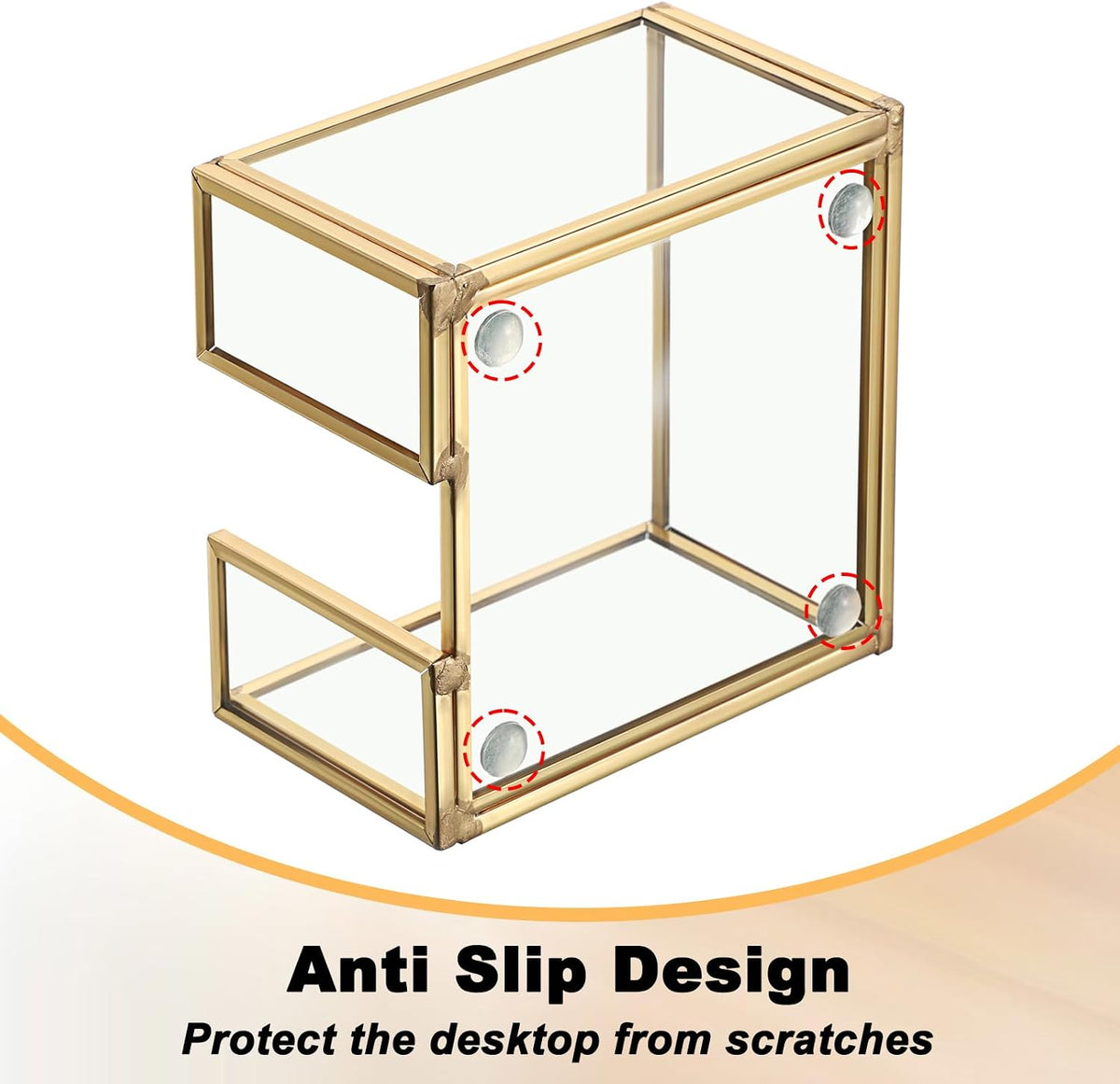 BTSKY Golden Glass Sticky Note Holder for 3x3 Inch Sticky Notes