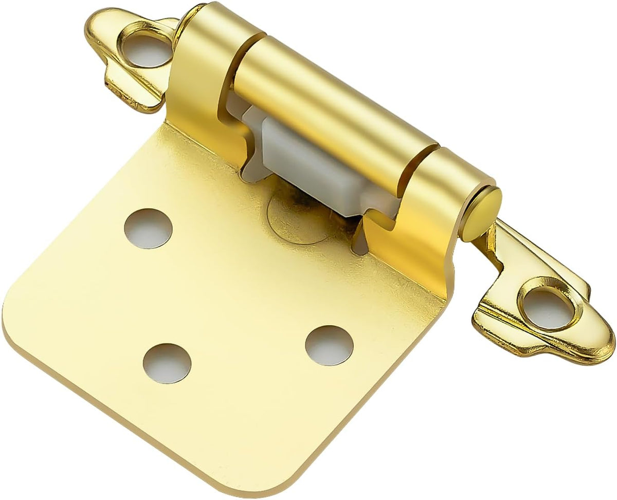 60 Pack 30 Pairs Gold Self-Close Cabinet Hinges, 3/8 Inch Inset
